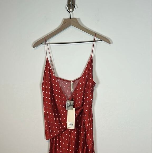 Bec and Bridge Bonjour Dress Red Polka Dot Leg Slit Strappy Crossover Size 6 NWT - Picture 5 of 10